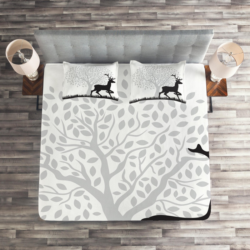 Deer Rustic Polyester Coverlet, King Bedspread + 2 Shams