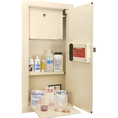 Coffre-fort mural beige avec capacité de 0,82 pi³, serrure biométrique et fabrication en acier - Beige, quincaillerie de fixation sécurisée