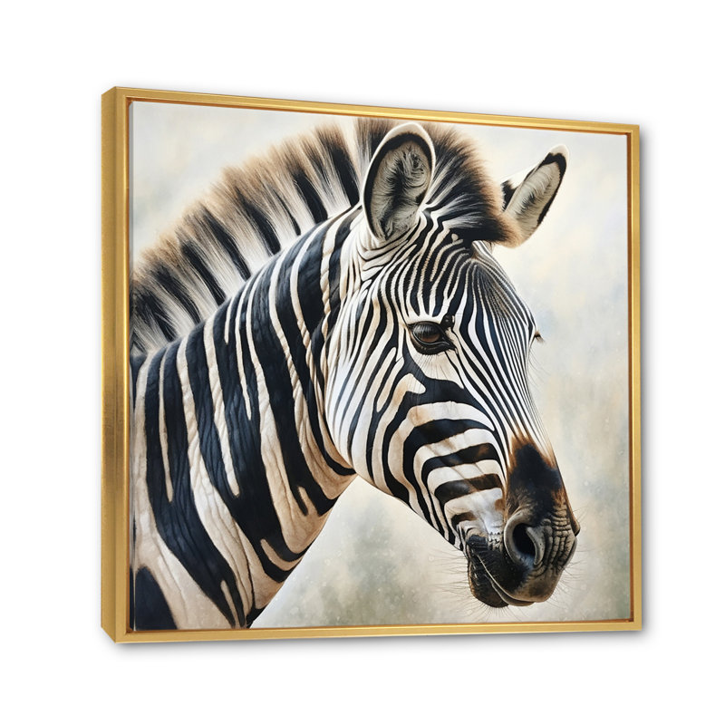 Décoration murale zèbre africain II - Animaux, 24" H x 24" W, Cadre flottant doré