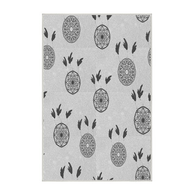 Tapis blanc/noir à motifs
