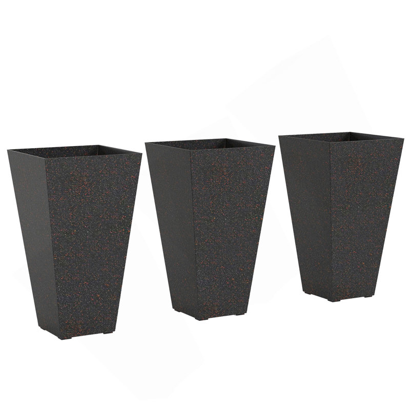 Ensemble de 3 pots à fleurs, pots à fleurs hauts, Brun