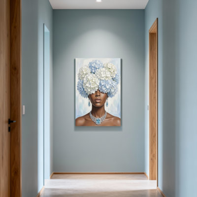 Plantes et fleurs, couronne de fleurs, femme, bleu, portrait de bijoux