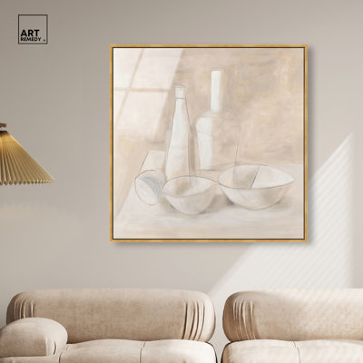 "Bottle Line I", reproduction d'art acrylique encadrée par Art Remedy, cadre doré, 40 x 40