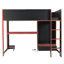 Lit mezzanine double en bois avec DEL et bureau-1999621272
