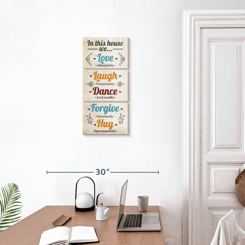 Plaque murale «Blissful Family Rules», H 27 po x l 12 po