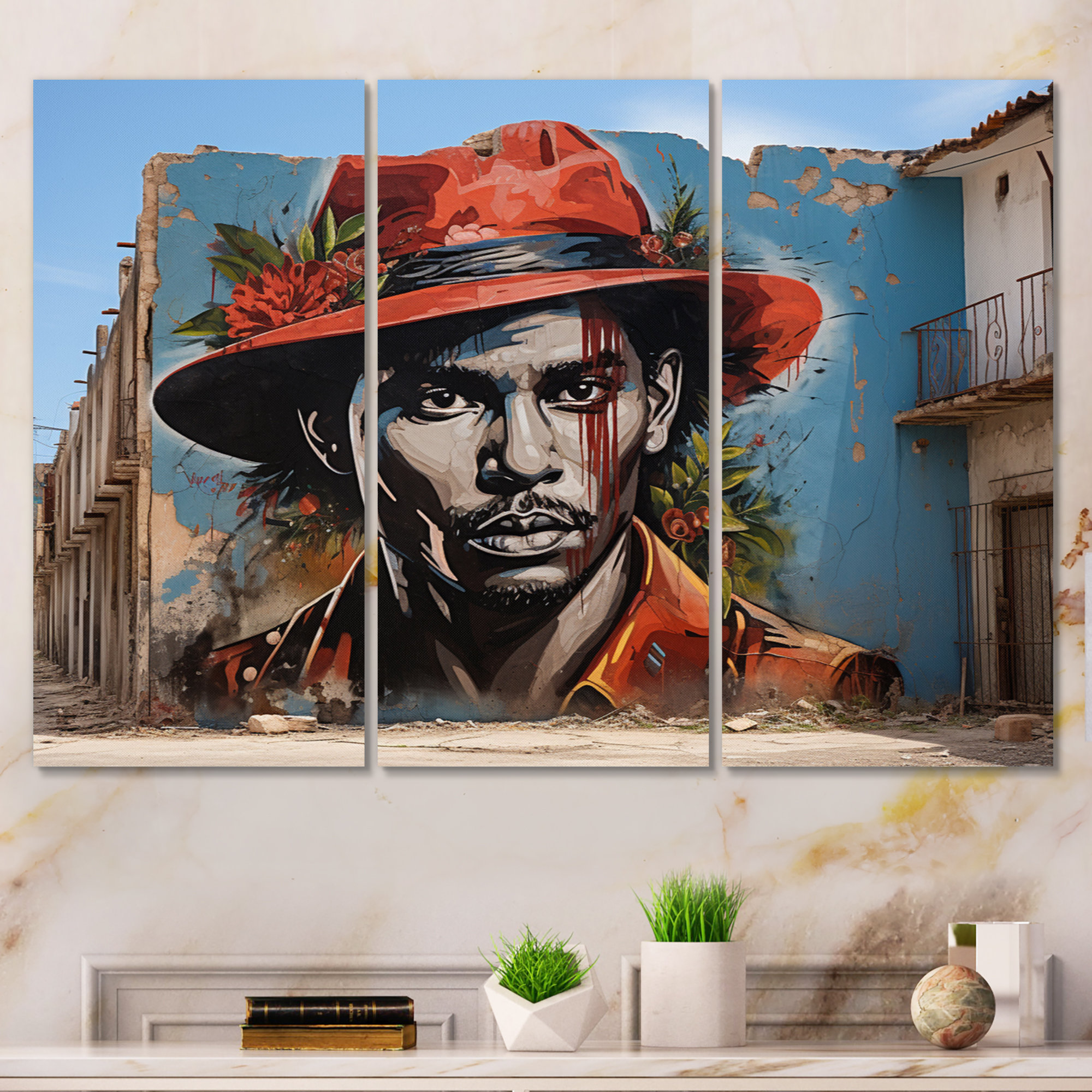Design Art Cuban Man Street Art Modern Metal Wall Art Prints Set