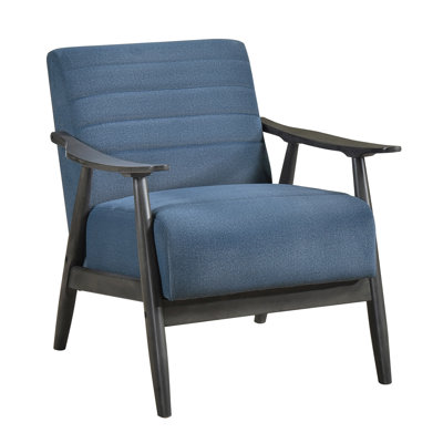 Casual Blue Accent Chair, Solid Wood And Plywood, Foam Padding, Living Room Furniture Transitional Seat, Velvet Upholstery, Construction, 23" Arm Height