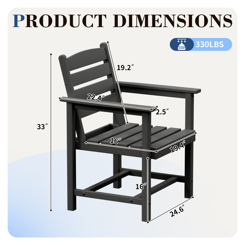  Chaise en PEHD (ensemble de 4), Noir, noir, noir, noir