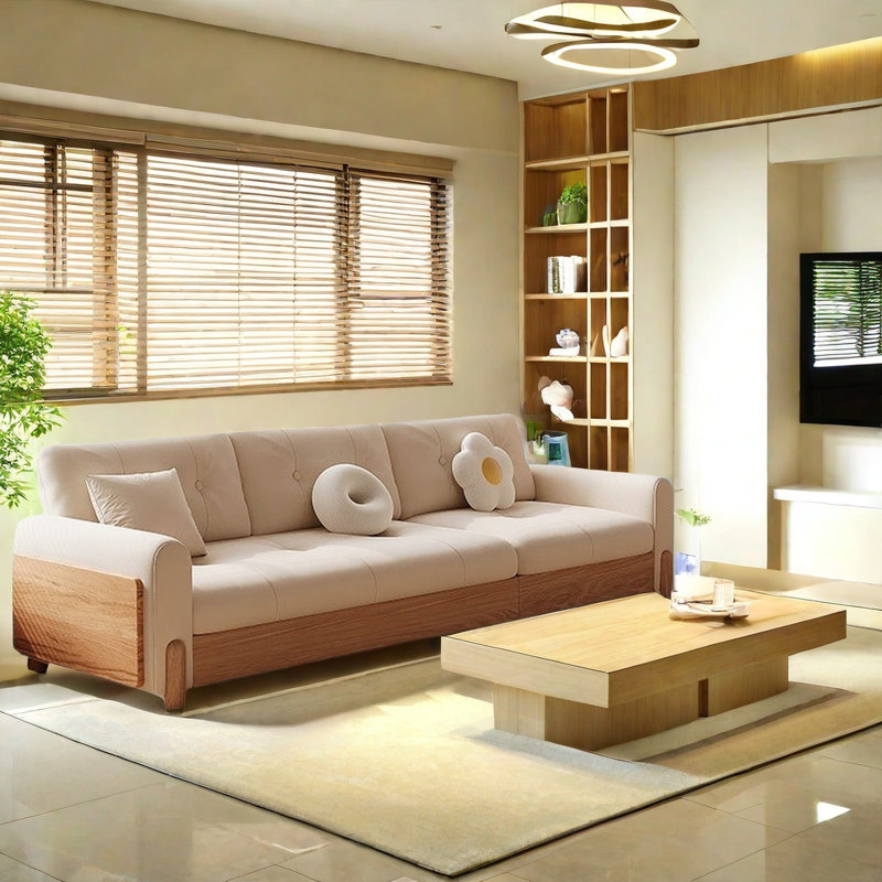 Modern Log Wind Sofa, 4, 35.43" H x 110.24" W x 31.5" D