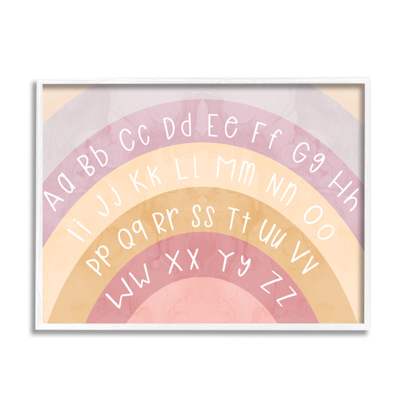 Ba-951 - Alphabet encadré sur des arches en sourdine, H 24 po x l 30 po x P 1,5 po, Giclée encadrée blanc bord de mer