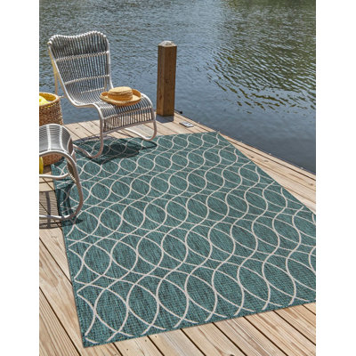 Teal Gitter Indoor/Outdoor Trellis Rug