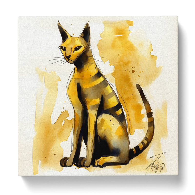 Egyptian Cat Gestural - Wrapped Canvas