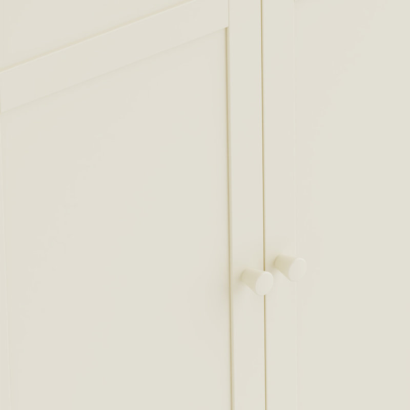 Buddleia 2 Door Solid + Manufactured Wood Wardrobe, Ivory/Brown