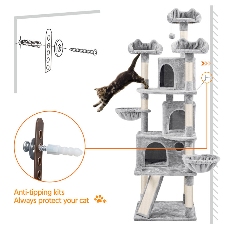192cm H Cat Tree, Light Grey