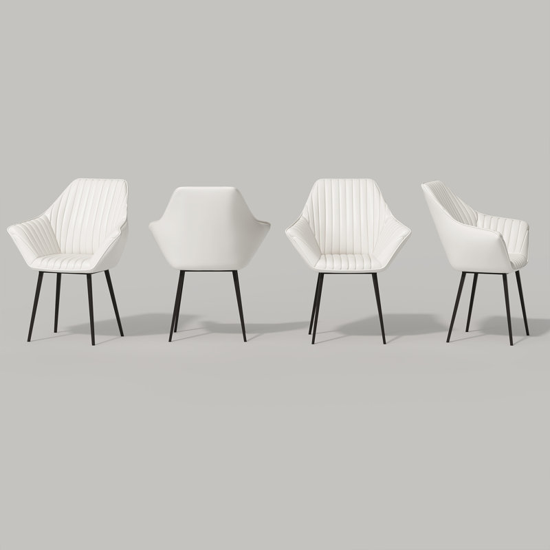 Sanira Faux Leather Upholstered Modern Dining Chairs, Beige
