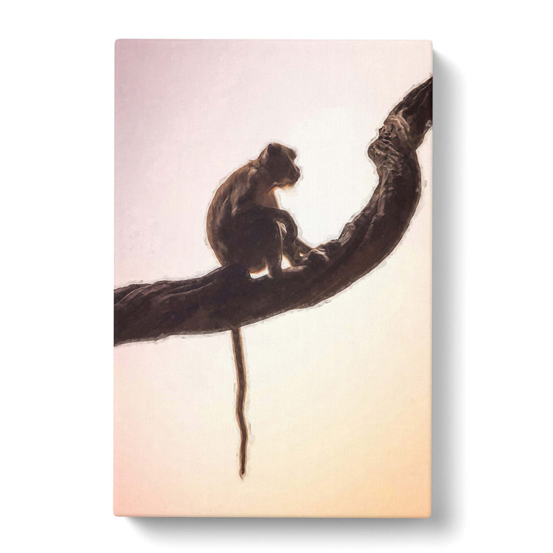 Long Tailed Macaque Monkey In Abstract - Wrapped Canvas Print, 76cm H x 50cm W x 3cm D