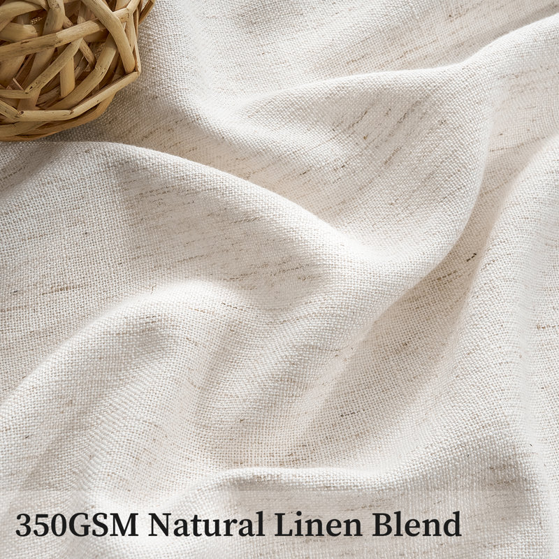 Linen Back Tab Curtains,Light Filtering Curtain, Thick Linen Textured Semi Sheer Drapes(Set of 2,With Hooks), 52" W x 84" L