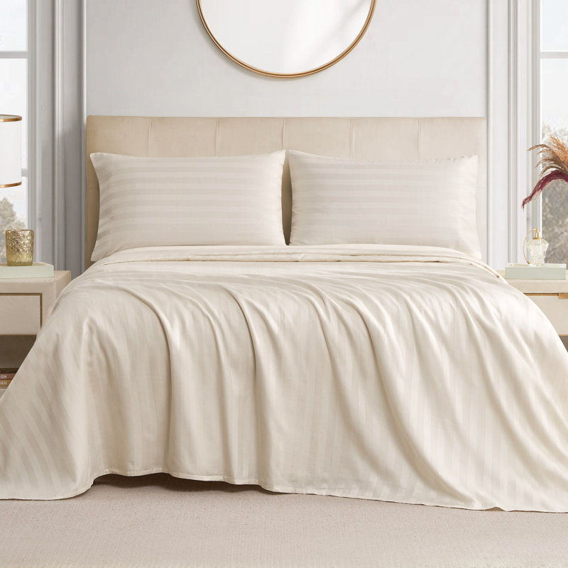 The Sheet Lab Regal Dreams Sheet Sets, Twin Sheet Set with 1 Pillowcase, Beige
