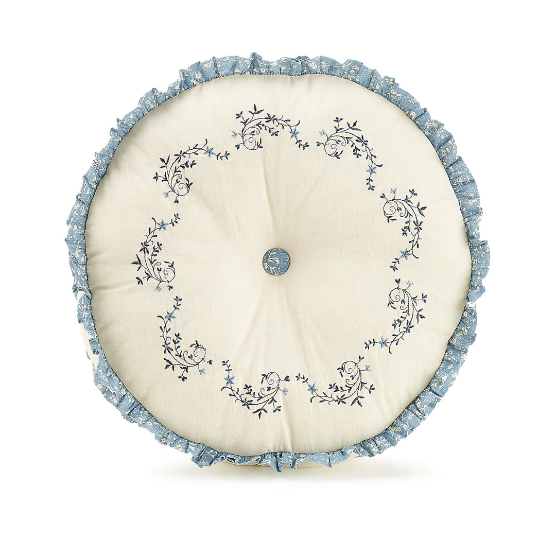 Simona Embroidered Round Throw Pillow Modern Heirloom