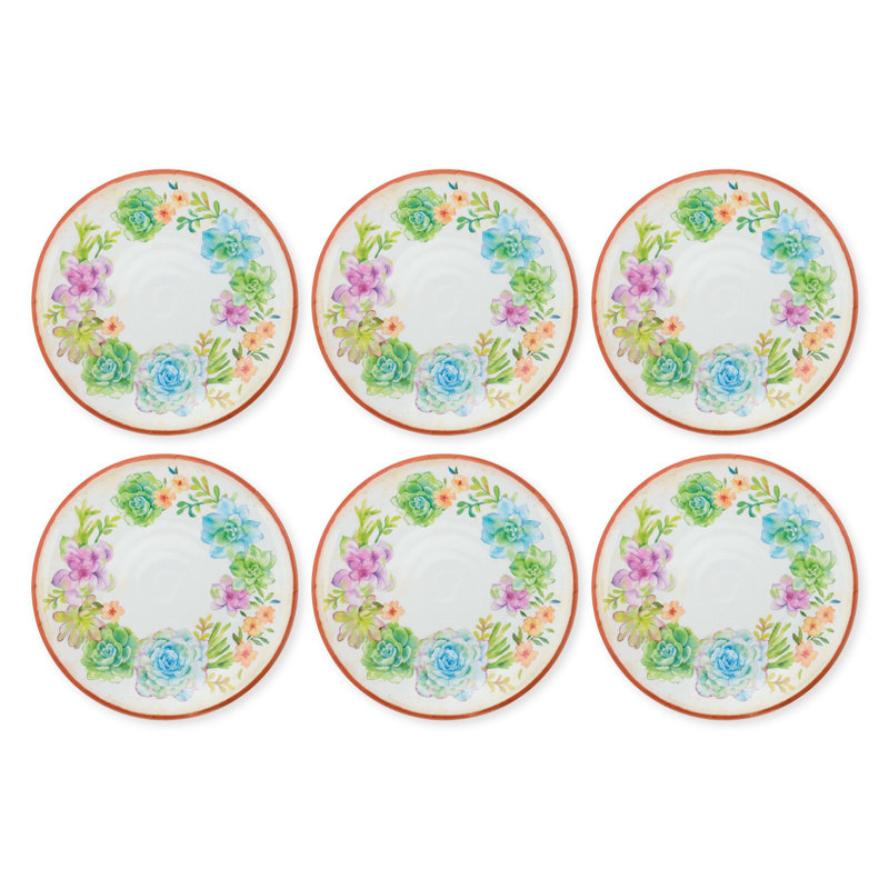 6-Piece Sweet Succulents 11" Melamine Plate