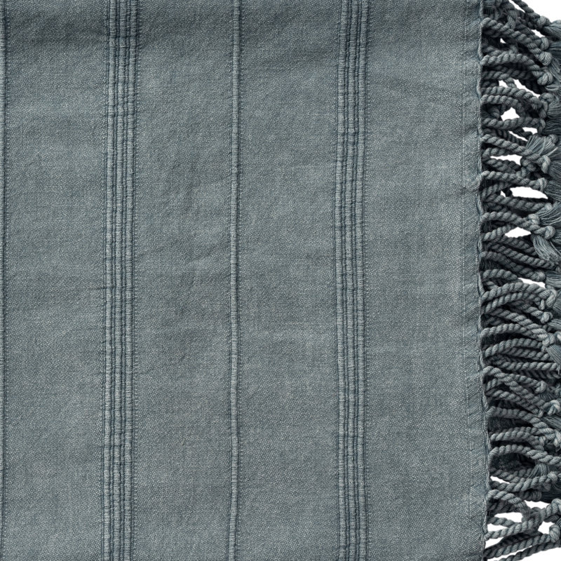 Jeté rayé 100% coton Dafina, Gris