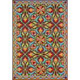 Porcelain Jar Floral Hand Hooked Wool Green/Blue/Red Area Rug