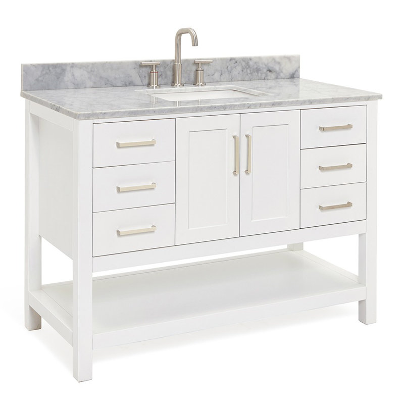 Magnolia Bath Vanity Rectangular Basin S061SCW2R, White, Rectangular, 49"