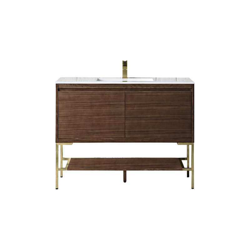 Mantova 47.25'' W Single Vanity, Glossy White, Glossy White/Champagne Brass