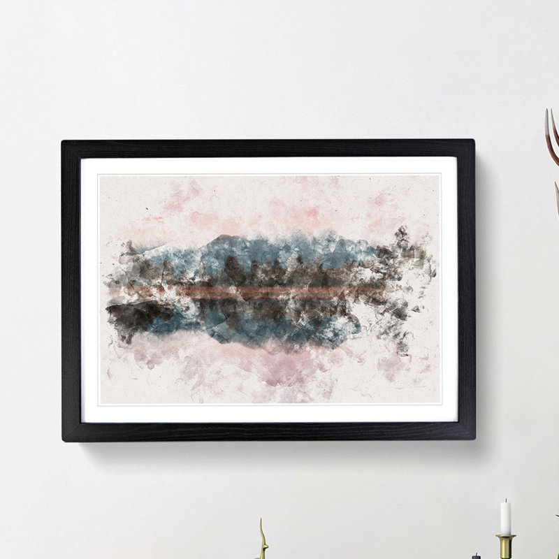 Reflection of the Mountains - Picture Frame Painting Print, Black Framed, 33cm H x 45cm W x 2cm D