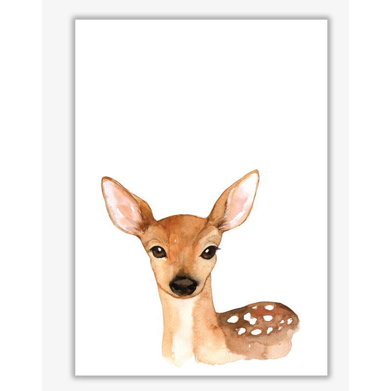 Forest Friends, Cute Deer - Painting, 30 cm H x 21 cm W x 1 cm D, No Frame