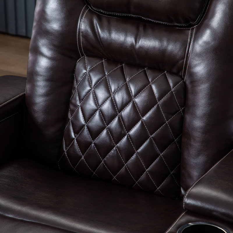 Luxueux fauteuils inclinables électriques de 36,22 po en simili cuir de qualité supérieure, chaises de cinéma maison avec porte-gobelet USB et porte-gobelets
