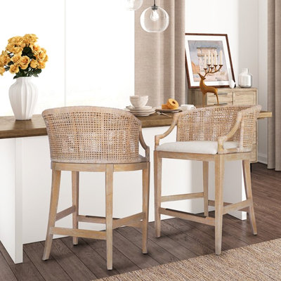Tabouret de comptoir avec détails en bronze antique et revêtement en lin doux pour une touche élégante de l 23 po x H 25 po