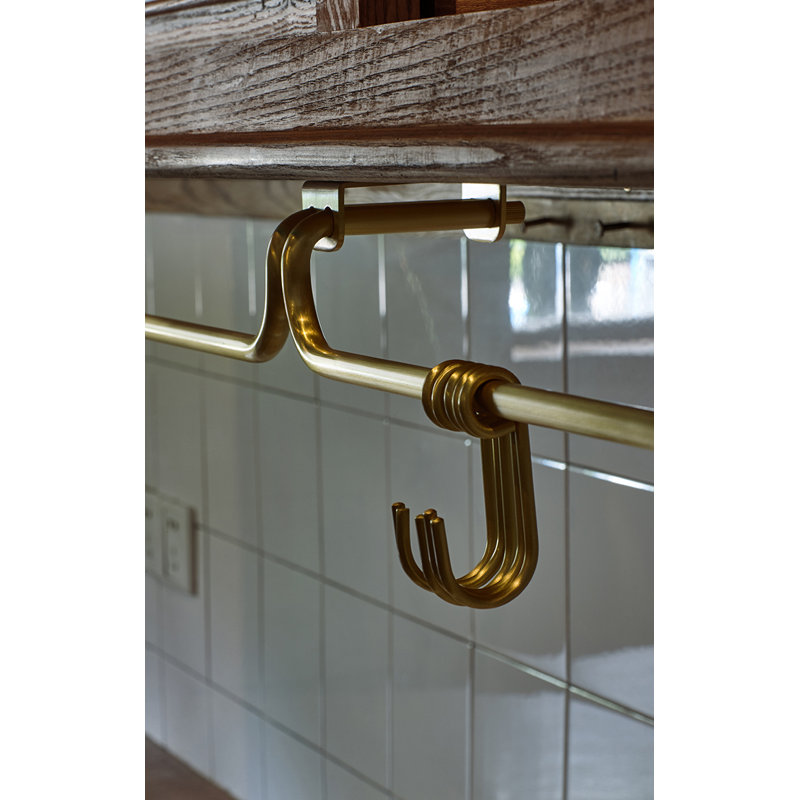 Rustic Solid Brass Kitchen Utensil Rail