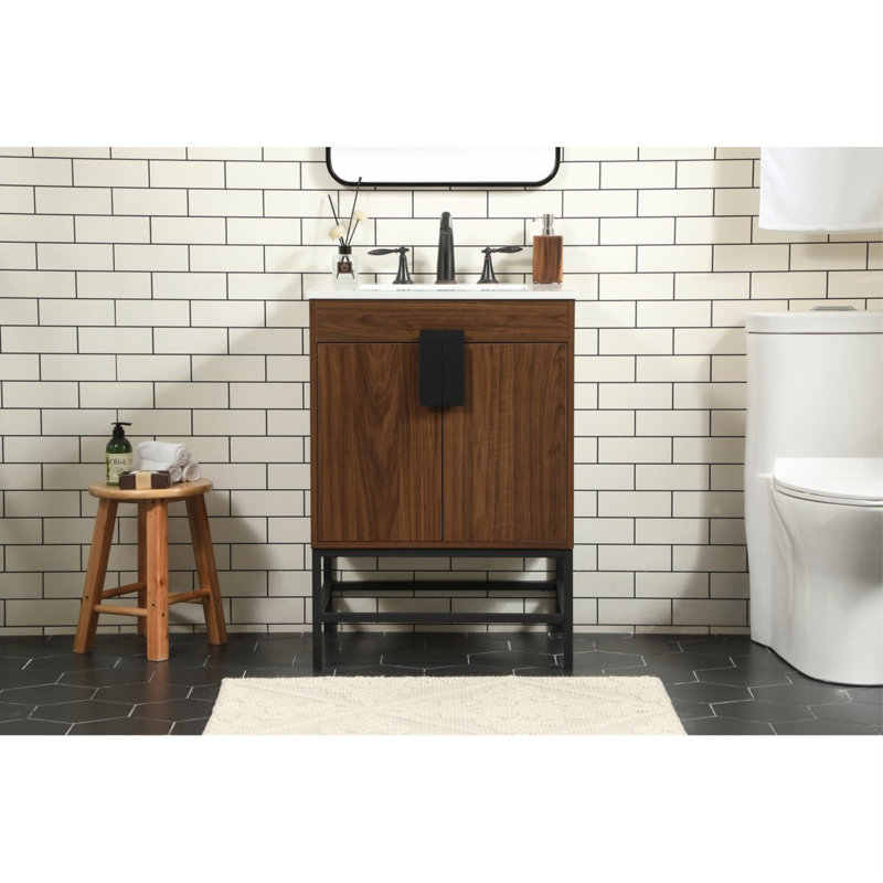 Ensemble de meuble-lavabo simple 24 po Eugene, Noyer
