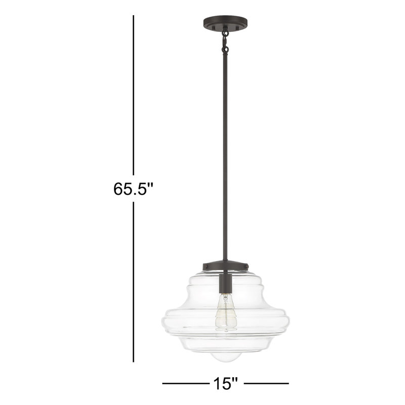 Marah 1-Light Dimmable Schoolhouse Single Pendant, Natural Brass