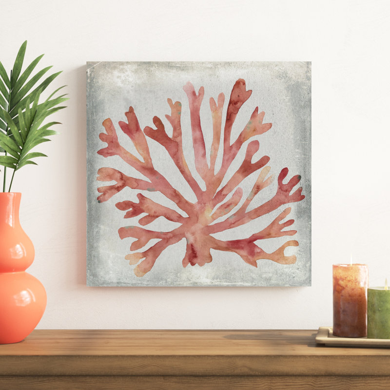 Aquarelle corail III, H 20 po x l 20 po x P 1,25 po