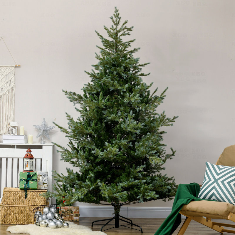 Arbre de Noël artificiel de 7,5 pi de largeur, décor des Fêtes, 1288 branches, ouverture automatique, base en acier, branches faciles à façonner