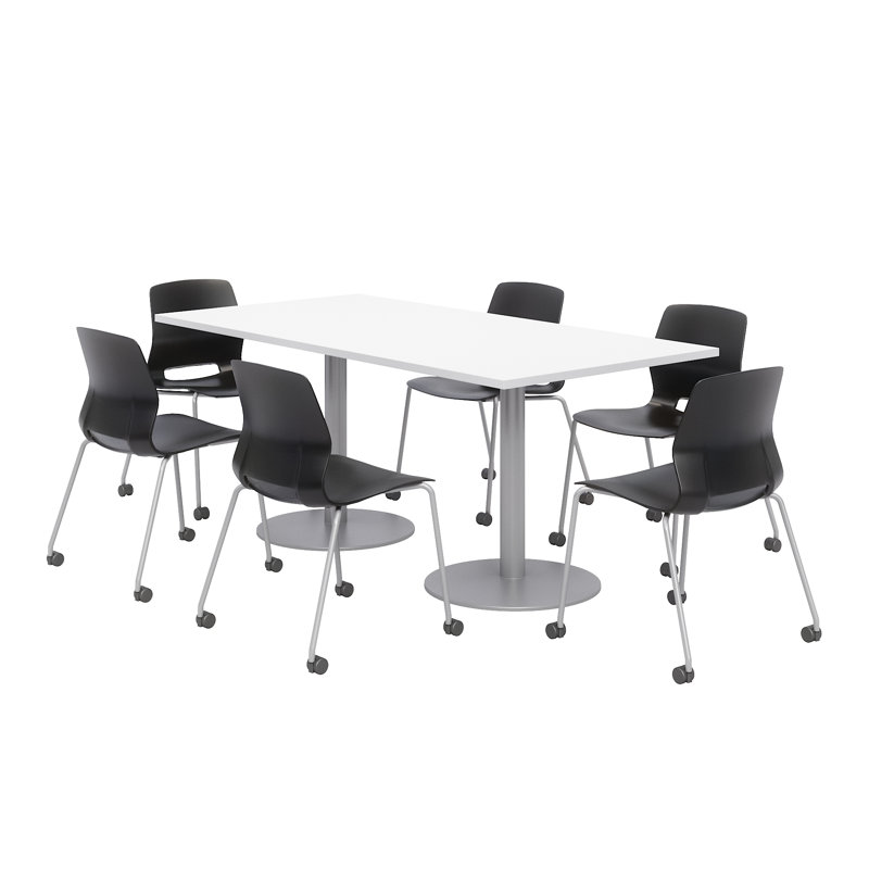 Ensemble de table de salle à manger rectangulaire 72 "et chaise, Noir, noir, noir, noir, Blanc de designer