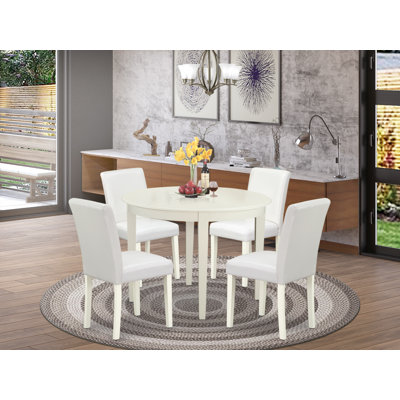 Frostia 5 - Piece Solid Wood Rubberwood Dining Set by Winston Porter
