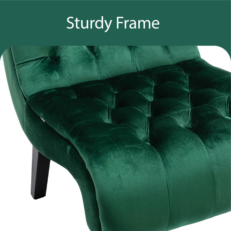 Guendalina 22.83'' Wide Tufted Velvet Lounge Chair, Green Velvet