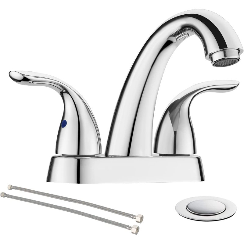 2-handle Bathroom Faucet with Drain Assembly