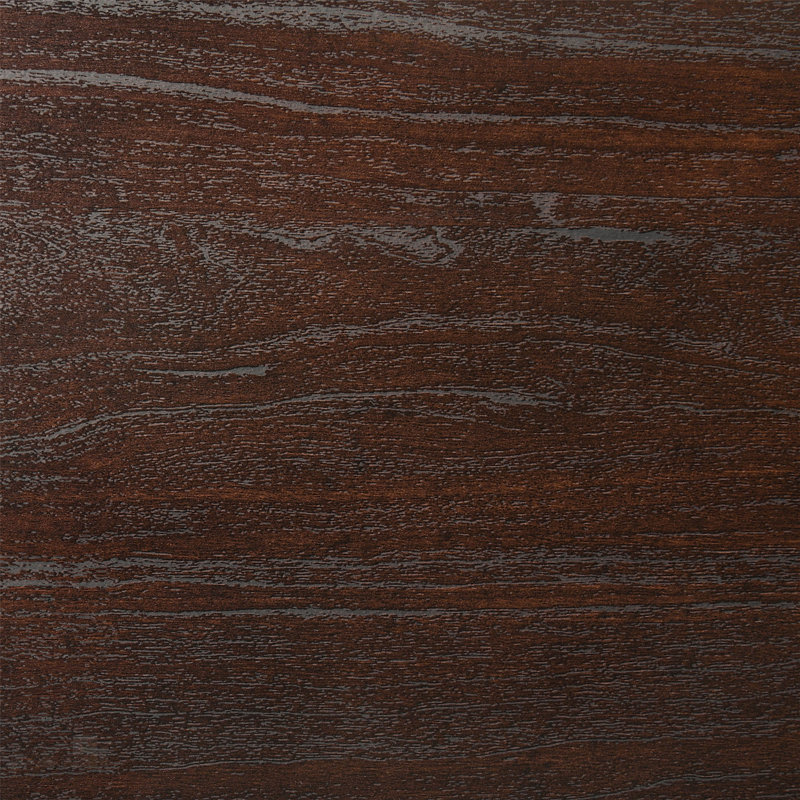 Ensemble de chambre avec très grand lit 4 pièces foncé cacao foncé avec motif à panneaux de bois et accents métalliques élégants pour une ambiance apaisante