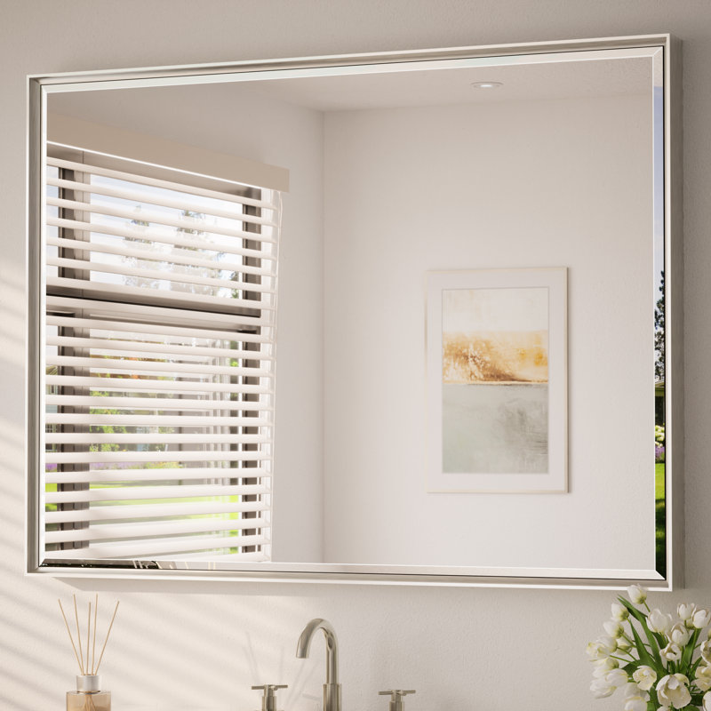 Miroir de salle de bain Areiona, 36 po x 48 po, Nickel brossé