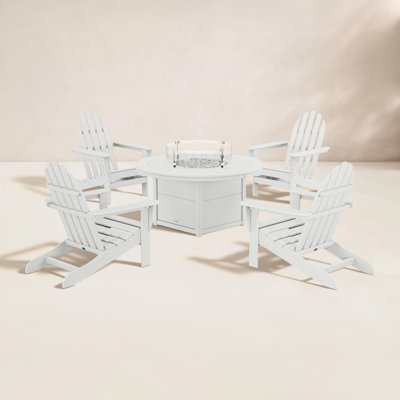 Classic Adirondack 5-Piece Conversation Set with Fire Pit Table