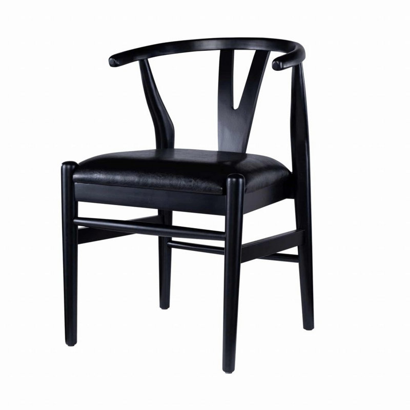 Cera Dining Chair Set Of 2, Handwoven Rope, Wood, Black