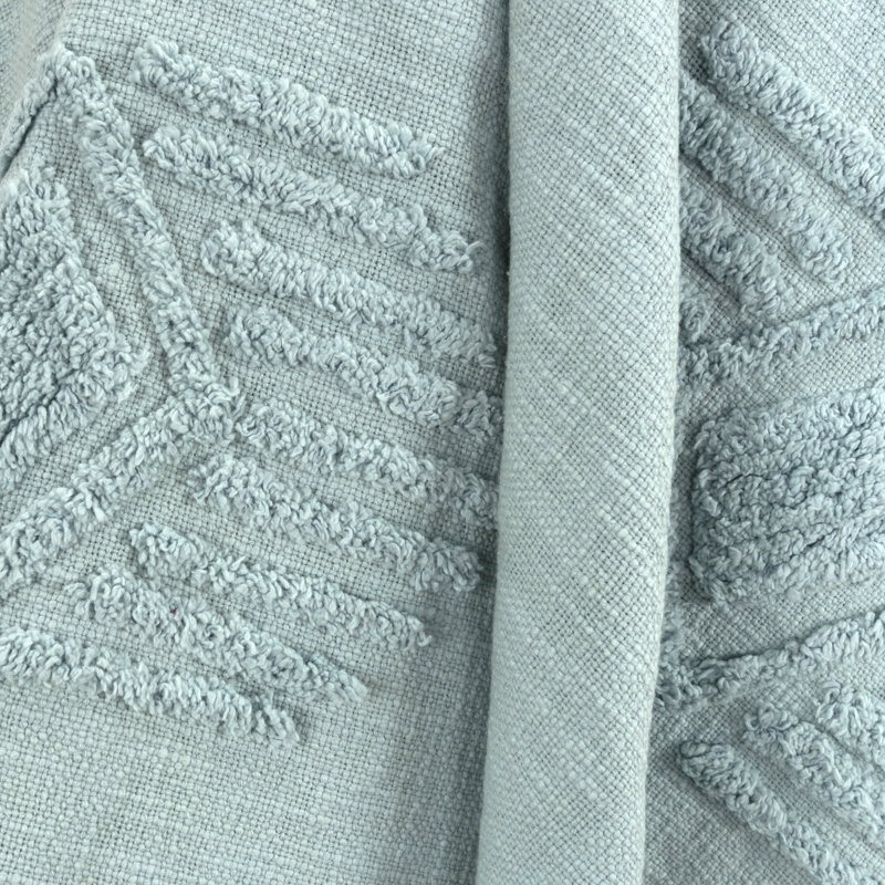 Jeté 100% coton tissé et texturé, Turquoise
