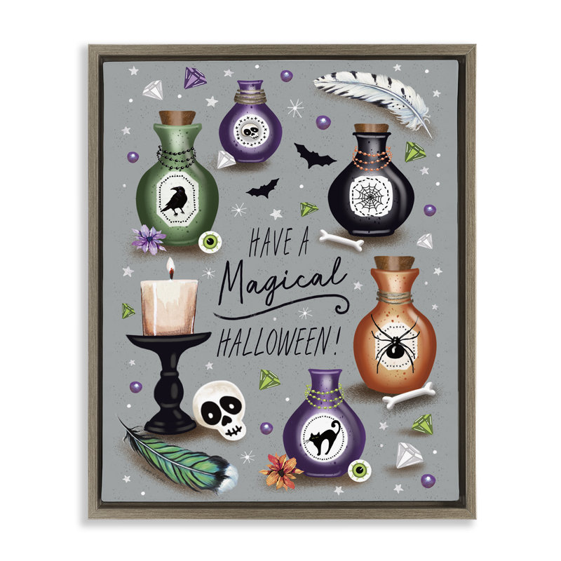 Cadre flottant Magical Halloween Potions, design par Elizabeth Tyndall, H 21 po x l 17 po, Cadre flottant orme Montalcino