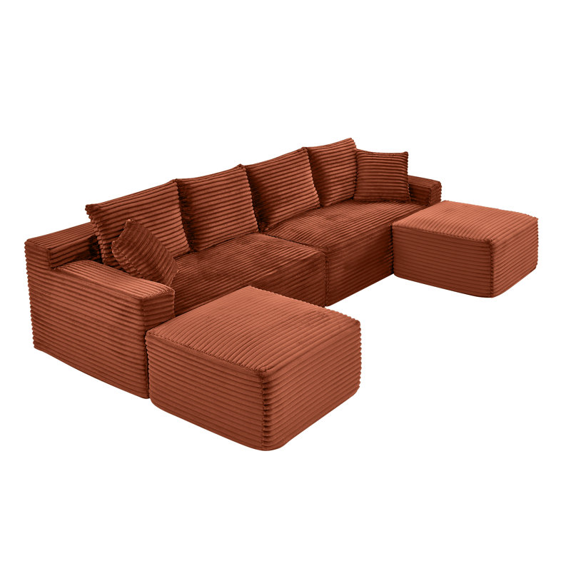 Canapé modulaire spacieux, revêtement en velours côtelé, canapé de salon moderne