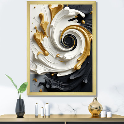Liquide or noir et blanc texturé spirale magique - spirales abstraites, art mural