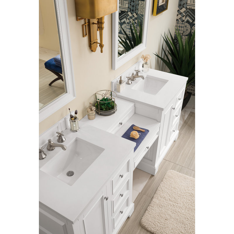 De Soto 84''  W Double Vanity, Bright White, White Zeus